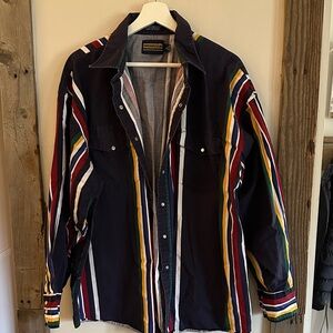 Panhandle Slim Navy Blue Striped Western Shirt